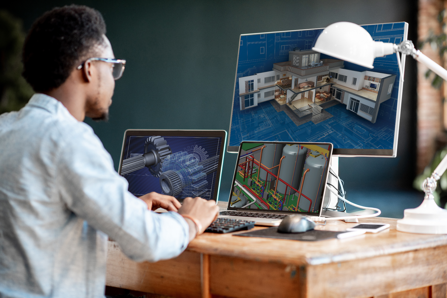 student learns 3D modeling and design - skilled trades
